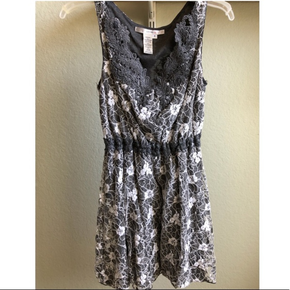 Studio M delicate gray and white lace dress